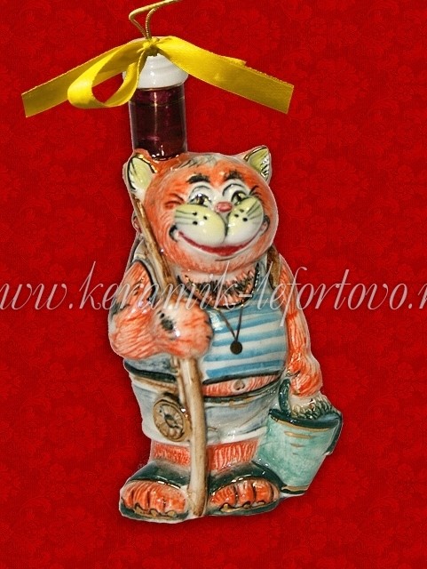 Елочная игрушка "Кот Матроскин" (цветная с золотом), 0,05 л, ШФ-053С Елочная игрушка "Кот Матроскин" (цветная с золотом), 0,05 л, ШФ-053С
