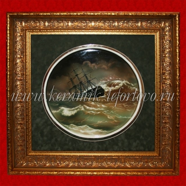 Картина на фарфоре "Буря в море"