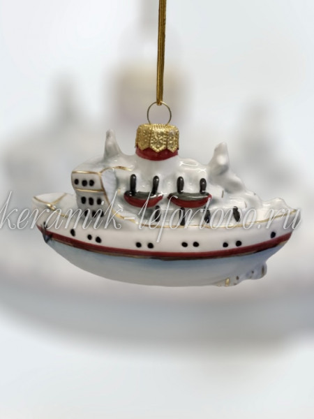 Елочная игрушка "Кораблик" (цветная с золотом) 0,05 л, ШФ-053С