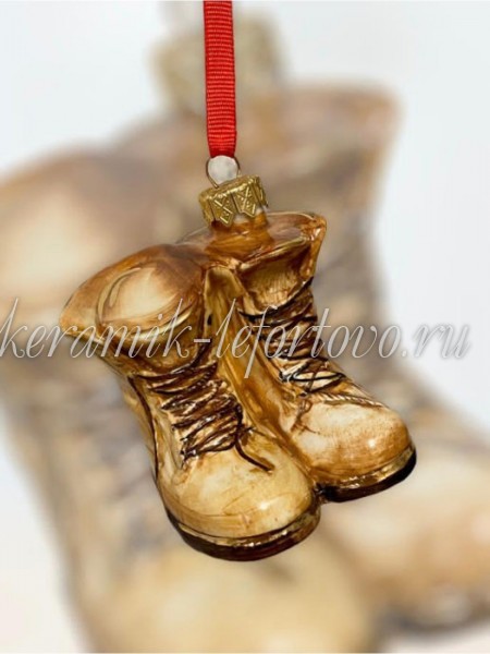 Елочная игрушка "Ботинки" (цветная с золотом), 0,05 л, ШФ-053С