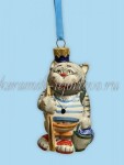 Елочная игрушка "Кот Рыбак" (цветная с золотом), 0,05 л, ШФ-053С