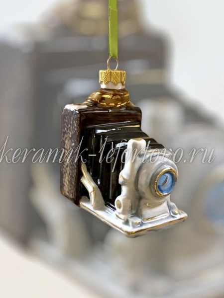 Елочная игрушка "Фотоаппарат" (цветная с золотом), 0,05 л, ШФ-053С
