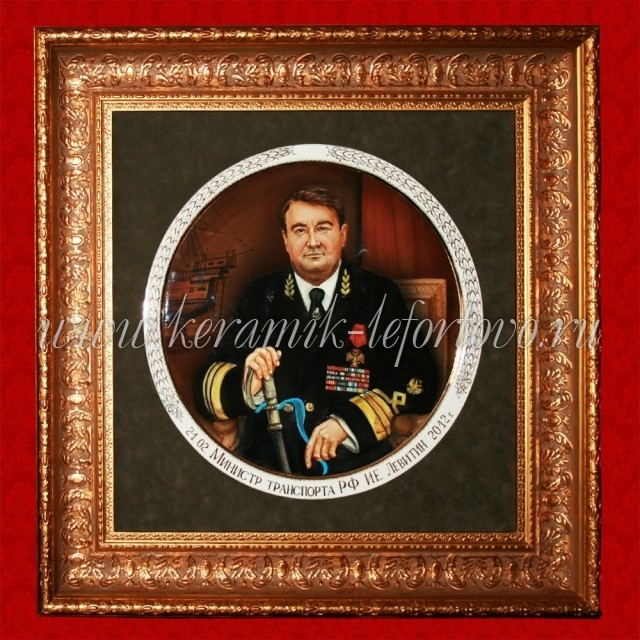 Картина фарфоровая "Портрет" на заказ 30*32 см в багете, С-123С