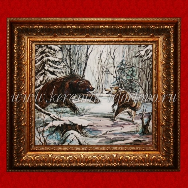 Картина на фарфоре "Медведь"