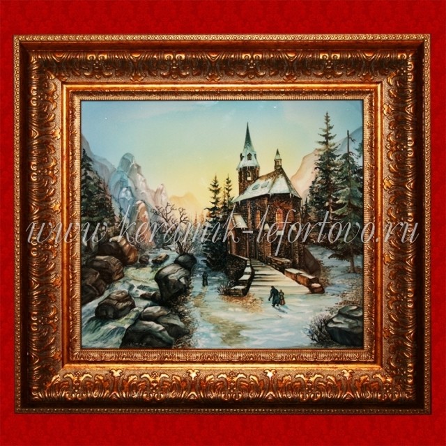 Фарфоровая картина "Зима в горах"