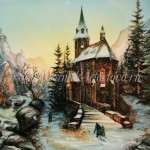 Фарфоровая картина "Зима в горах"