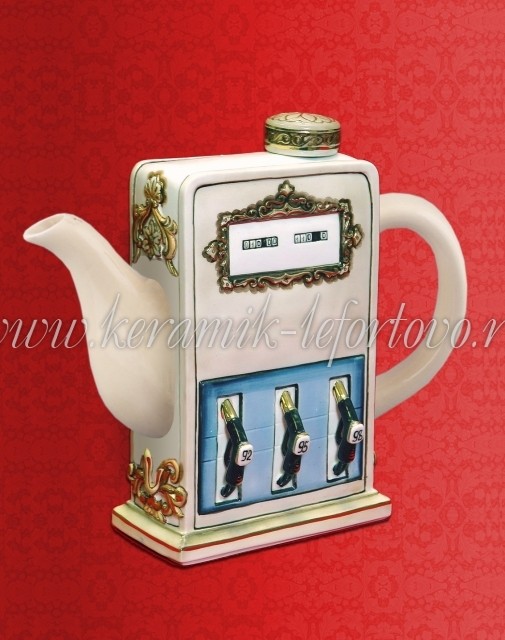 Чайник "Бензоколонка" (цветная с золотом) 1л, 033-Ч