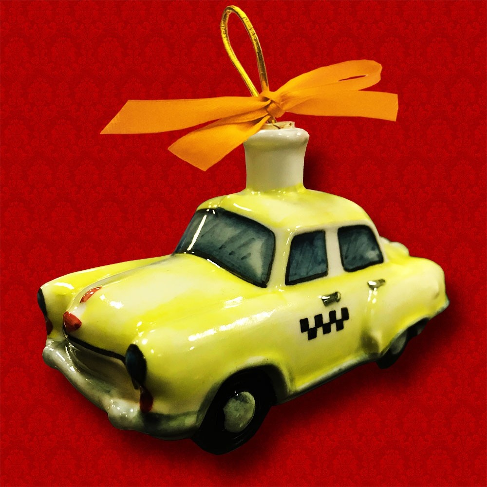 Елочная игрушка "Такси" (цветная с золотом), 0,05 л, ШФ-053С
