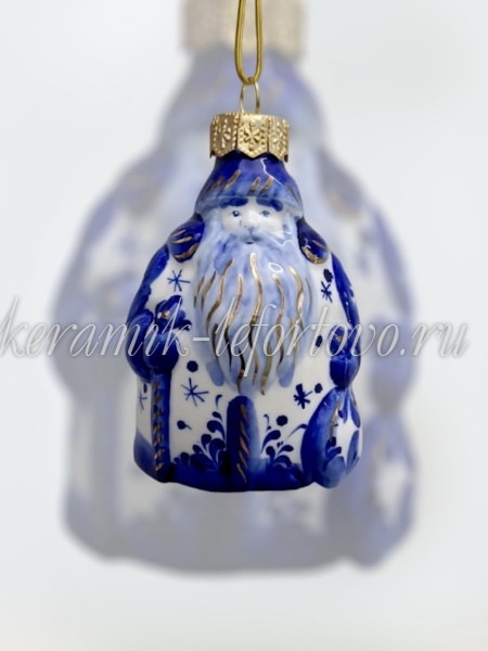 Елочная игрушка "Дед Мороз" (кобальт с золотом), 0,05 л ШФ-053С