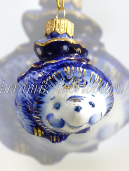 Елочная игрушка "Ежик" (кобальт с золотом), 0,05 л ШФ-053С