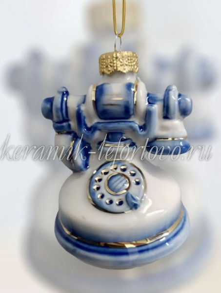Елочная игрушка "Телефон" (кобальт с золотом), 0,05 л ШФ-053С