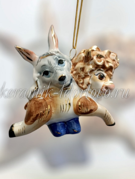 Елочная игрушка "Волк и теленок" (цветная с золотом), ШФ-053С