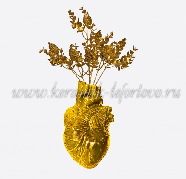 Ваза «Сердце» (золотая) С-186С