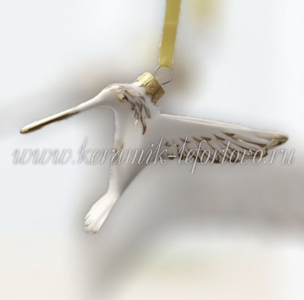 Елочная игрушка "Птичка Колибри" (глазурь с золотом),  ШФ-053С