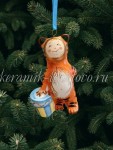 Елочная игрушка "Малыш/малышка в костюме тигра" (цветная с золотом) ШФ-053С