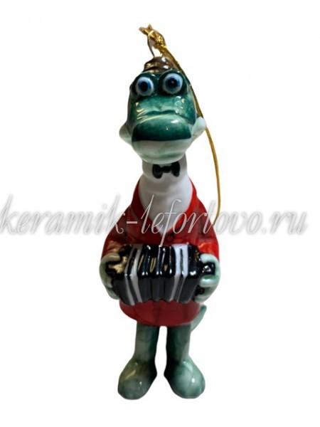 Елочная игрушка "Крокодил Гена" (цветная с золотом), ШФ-053С