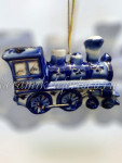 Елочная игрушка "Паровоз" (кобальт с золотом), ШФ-053С