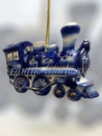 Елочная игрушка "Паровоз" (кобальт с золотом), ШФ-053С