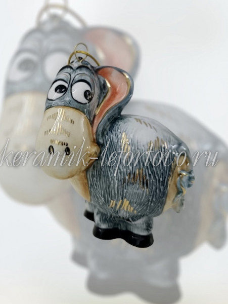 Елочная игрушка "Ослик Иа" (цветная с золотом), ШФ-053С
