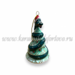 Елочная игрушка "Змейка с елкой" (цветная с золотом), ШФ-053С