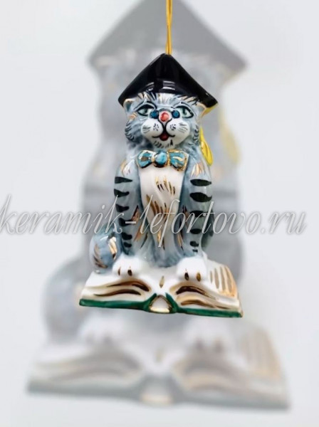 Елочная игрушка "Кот ученый" (цветная с золотом), ШФ-053С