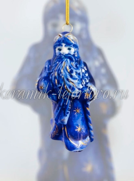 Елочная игрушка "Дед Мороз большой" (кобальт с золотом), ШФ-053С