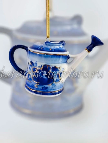 Елочная игрушка "Лейка" (кобальт с золотом),  ШФ-053С