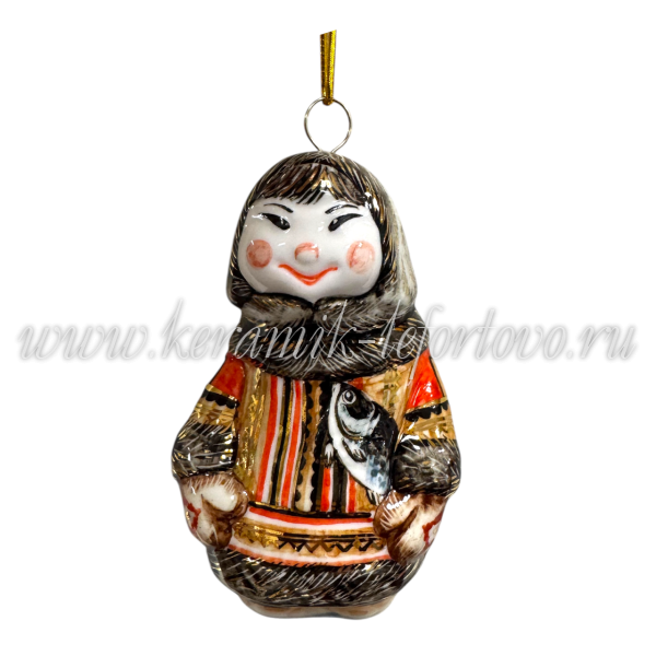 Елочная игрушка "Чукча" VIP (цветная с золотом), ШФ-053С