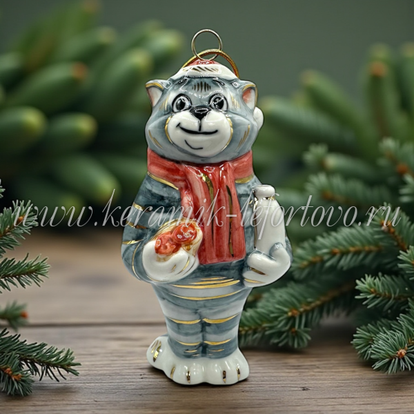 Елочная игрушка "Кот Матроскин" (цветная с золотом), ШФ-053С