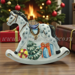 Елочная игрушка "Лошадка-качалка" (цветная с золотом), ШФ-053С