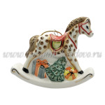 Елочная игрушка "Лошадка-качалка" (цветная с золотом), ШФ-053С