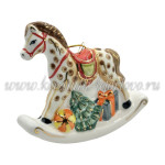 Елочная игрушка "Лошадка-качалка" (цветная с золотом), ШФ-053С