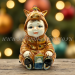 Елочная игрушка "Малыш в костюме лошадки" (цветная с золотом), ШФ-053С