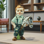 Елочная игрушка "Малыш на лошадке" (цветная с золотом), ШФ-053С