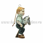 Елочная игрушка "Малыш на лошадке" (цветная с золотом), ШФ-053С