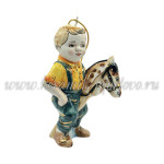 Елочная игрушка "Малыш на лошадке" (цветная с золотом), ШФ-053С