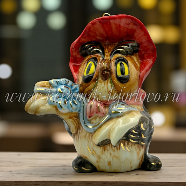 Елочная игрушка "Сова из Винни-Пуха" (цветная с золотом), ШФ-053С