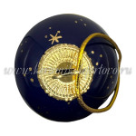 Елочная игрушка «Воздушный шарик» синий (цветная с золотом) ШФ-053С