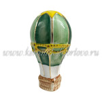 Елочная игрушка «Воздушный шар с корзиной» изумрудный (цветная с золотом) ШФ-053С