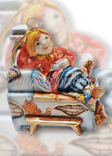 Елочная игрушка «Емеля на печи» VIP (цветная с золотом) ШФ-053С