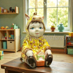 Елочная игрушка «Малыш в костюме жирафа» VIP (цветная с золотом), ШФ-053С