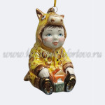 Елочная игрушка «Малыш в костюме жирафа» VIP (цветная с золотом), ШФ-053С