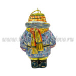 Елочная игрушка «Малыш с мишкой» (цветная с золотом), ШФ-053С