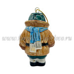 Елочная игрушка «Малыш с мишкой» коричневый (цветная с золотом), ШФ-053С