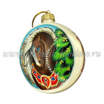 Елочная игрушка Шар плоский «Белогривая лошадь» (цветная с золотом), 0,05 л, ШФ-053С