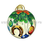 Елочная игрушка Шар плоский «Белогривая лошадь» (цветная с золотом), 0,05 л, ШФ-053С