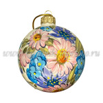 Елочная игрушка Шарик «Васильки» (цветная с золотом), 0,05 л, ШФ-053С