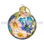 Елочная игрушка Шарик «Васильки» (цветная с золотом), 0,05 л, ШФ-053С