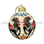 Елочная игрушка Шарик «Городецкие кони» (цветная с золотом), 0,05 л, ШФ-053С