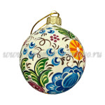 Елочная игрушка Шарик «Городецкие кони» (цветная с золотом), 0,05 л, ШФ-053С